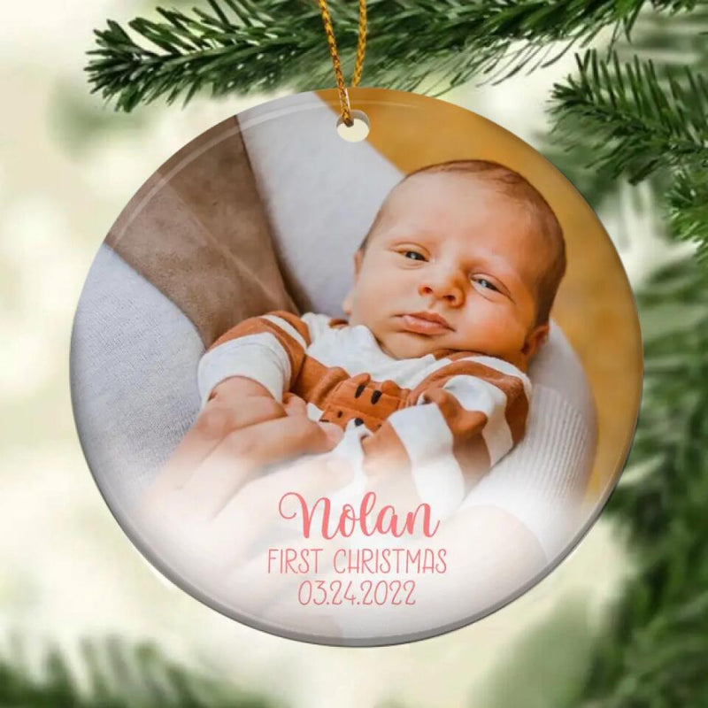 Baby First Christmas Ornament, Personalized Baby Ornament, Photo Ornament, Baby Keepsake Ornament, First Christmas Gift, New Baby Gift