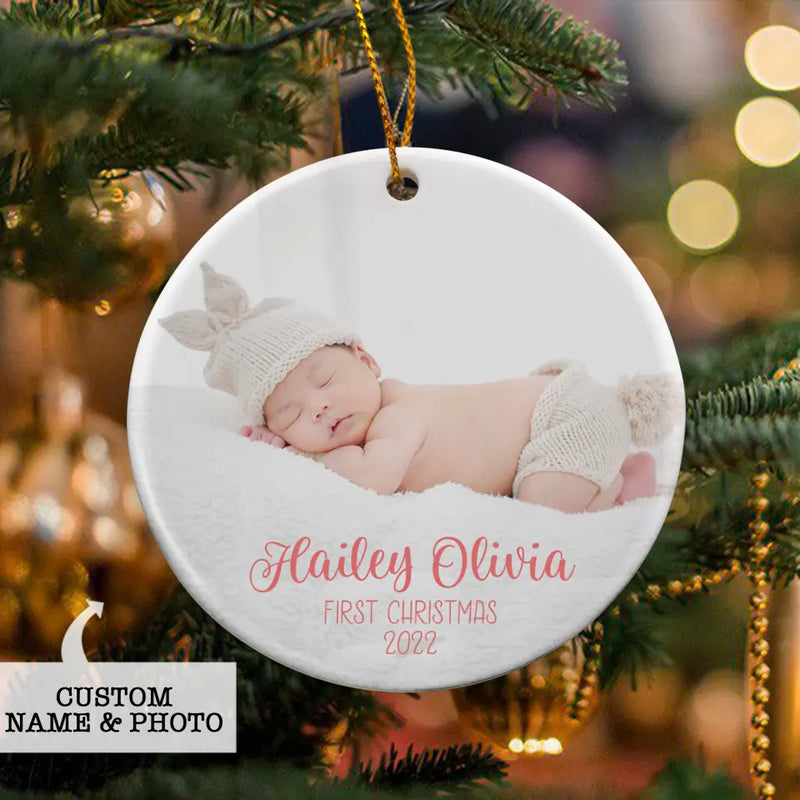 Baby First Christmas Ornament, Personalized Baby Ornament, Photo Ornament, Baby Keepsake Ornament, First Christmas Gift, New Baby Gift