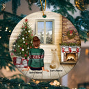 Backside Of Girl And Her Cats - Cozy Home - Personalized Cat Christmas Ornament