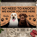 No Need To Knock We Know You Are Here, Custom Dog Portrait, Dog Lover Gift, Personalized Dog Breed Doormat