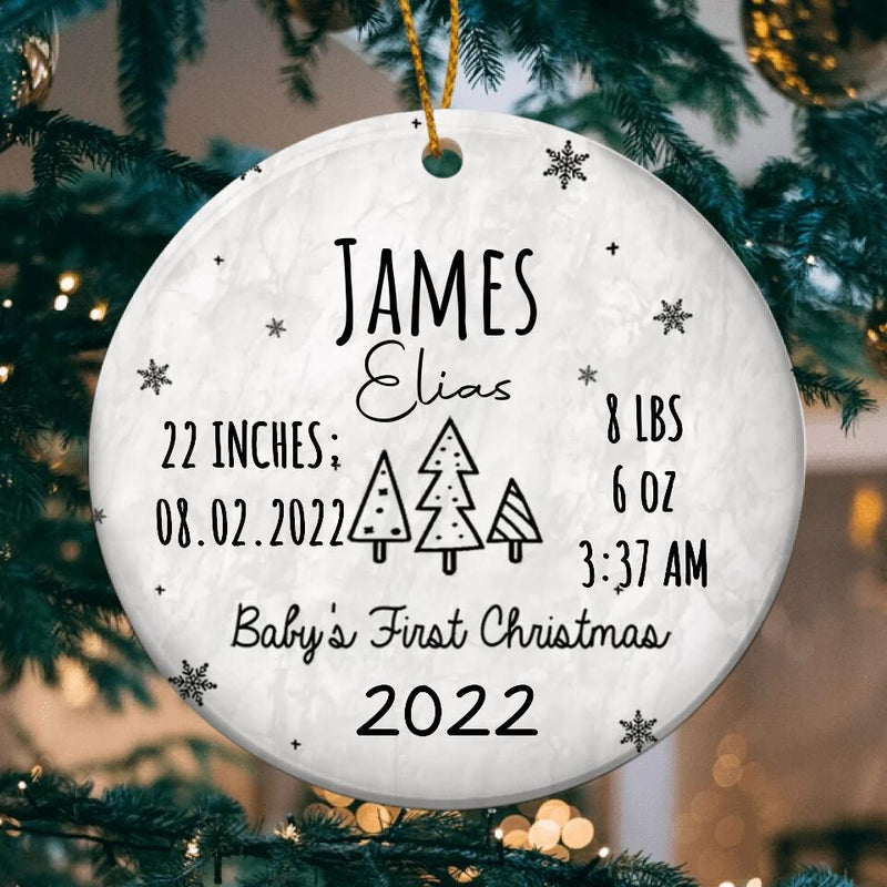 Baby's First Christmas Ornament, Birth Announcement, New Baby Ornament, Birth Stats Keepsake, First Christmas Bauble, Baby Shower Gift