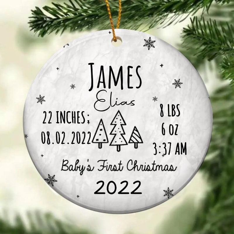 Baby's First Christmas Ornament, Birth Announcement, New Baby Ornament, Birth Stats Keepsake, First Christmas Bauble, Baby Shower Gift