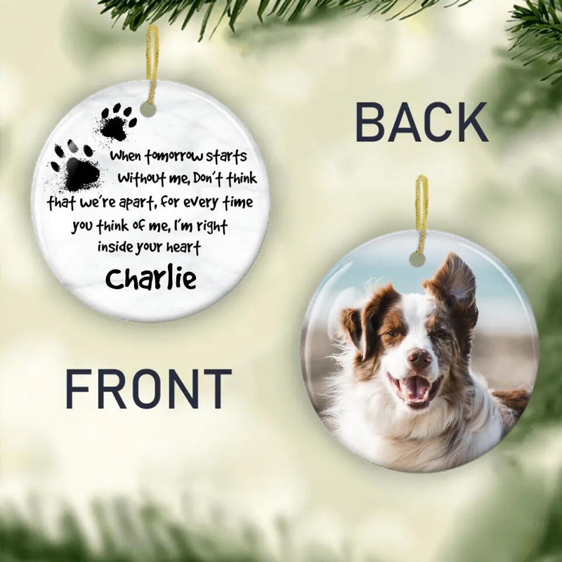 Christmas Dog Memorial Ornament, Personalized Pet Memorial Ornament with Photo, Pet Loss Gifts, Pet Memorial Gift, Beautiful Memorial Quote