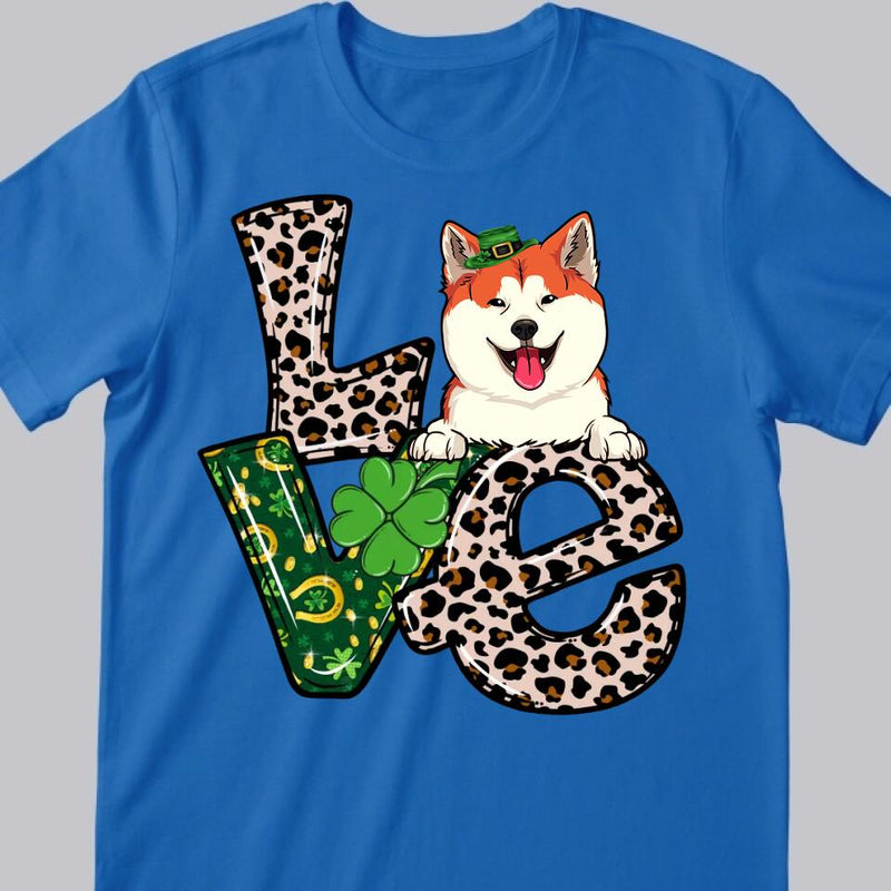 Custom Pet T-shirt, LOVE Pet Shirt, Leopard St Patrick's Day Shirt, Irish Pet Shirt, Personalized Dog Shirt, Custom Cat Shirt, Dog Mom Gift