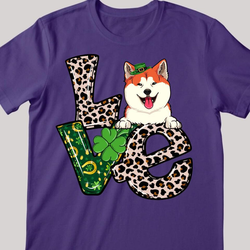 Custom Pet T-shirt, LOVE Pet Shirt, Leopard St Patrick's Day Shirt, Irish Pet Shirt, Personalized Dog Shirt, Custom Cat Shirt, Dog Mom Gift