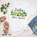 St Patricks Day Teacher Shirt, Personalized Name Teacher Shirt, Lucky Teacher T-Shirt, Teacher Gift, Cute St Patricks Day Shirt for Teacher