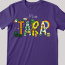 St Patricks Day Teacher Shirt, Personalized Name Teacher Shirt, Teacher Gift, Shamrock Leopard Rainbow St Patrick's Day T-Shirt, Lucky Shirt