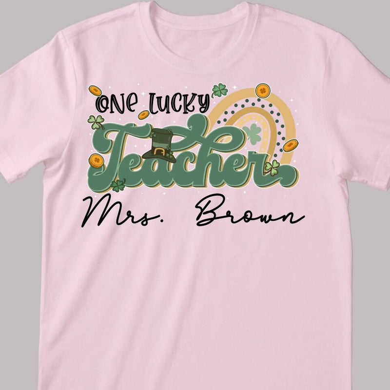 Custom Teacher Shirt, Irish Teacher Shirt, Teacher Gift Shirt, Teacher Name Shirt, St Pattys Day Shirt, Lucky Teacher Shirt, Retro Teacher Shirts