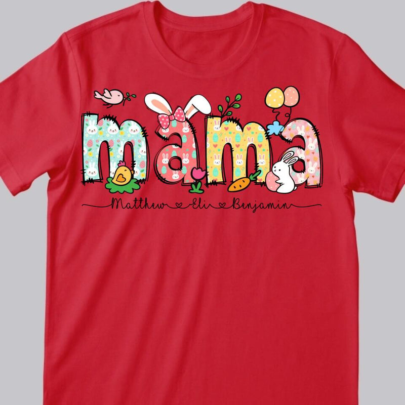 Easter Mama Shirt, Personalized Mom Shirt With Kids Names, Gift For Mom, Easter Shirt, Cute Mama Shirt, Mama Bunny Shirt, Kids Names Shirt