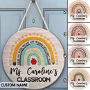 Teacher Classroom Door Sign, Personalized Teacher Door Sign, Rainbow Teacher Sign, Teacher Welcome Sign, Teacher Gift Idea, Last Name Sign