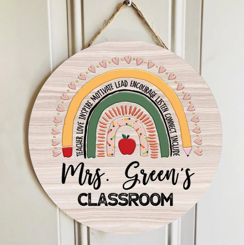 Teacher Classroom Door Sign, Personalized Teacher Door Sign, Rainbow Teacher Sign, Teacher Welcome Sign, Teacher Gift Idea, Last Name Sign