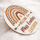 Personalized Teacher Door Sign, Teacher Gift, Boho Rainbow Door Hanger, Teacher Welcome Sign, Classroom Door Sign, Native American Decor