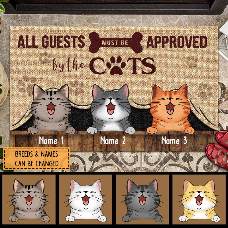 All Guest Must Be Approved By The Cats, Canvas Curtain Background, Personalized Cat Breeds Doormat