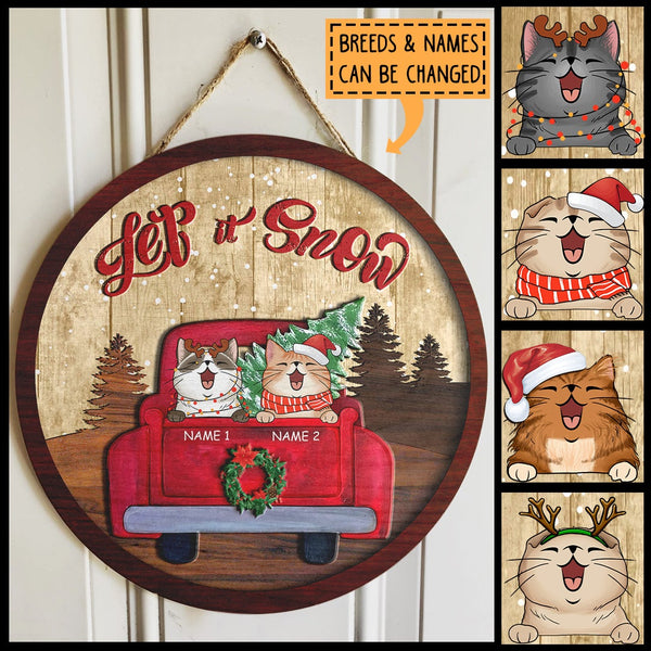 Let It Snow Door Sign, Christmas Door Hanger, Personalized Cat Breeds, Rustic Christmas Front Door Decor