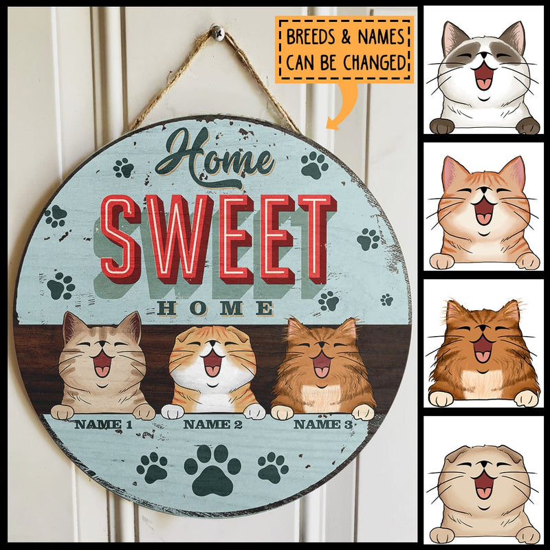 Home Sweet Home, Pastel Blue, Personalized Cat Door Sign