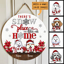 There's Snow Place Like Home, Snowflake Door Hanger, Personalized Dog Breeds Door Sign, Xmas Gifts For Dog Lovers