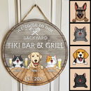 Backyard Tiki Bar & Grill Welcome Door Signs, Gifts For Pet Lovers, Couple Of Spatula Custom Wooden Signs
