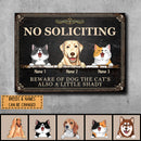 Beware Of Dog Metal Yard Sign, Gifts For Pet Lovers, No Soliciting The Cat's Also A Little Shady Vintage Signs