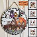Boo Happy Halloween - Mummy Cats - Personalized Cat Door Sign