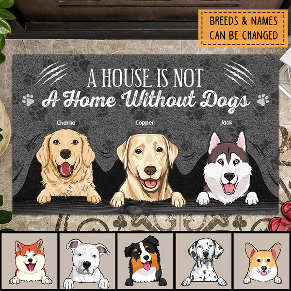 Custom Doormat, Gifts For Dog Lovers, A House Is Not A Home Without A Dog Gray Front Door Mat