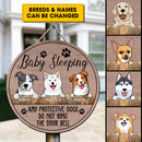 Custom Wooden Sign, Gifts For Dog Lovers, Baby Sleeping And Protective Dogs Do Not Ring The Door Bell