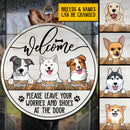Custom Wooden Sign, Gifts For Dog Lovers, Please Leave Your Worries And Shoes At The Door Welcome Signs