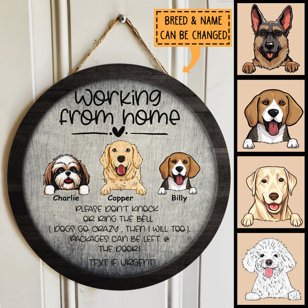 Custom Wooden Sign, Gifts For Dog Lovers, Working From Home Please Don't Knock Or Ring The Bell Text If Urgent