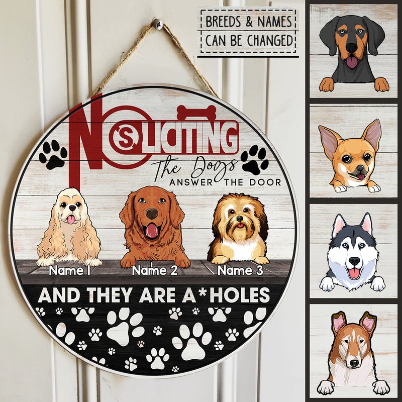Custom Wooden Signs, Gifts For Dog Lovers, No Soliciting The Dog Answers The Door Retro Signs