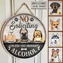 Custom Wooden Signs, Gifts For Dog Lovers, No Soliciting Unless You Brought Alcohol Retro Signs