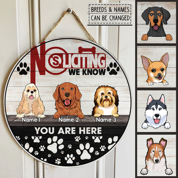 Custom Wooden Signs, Gifts For Dog Lovers, No Soliciting We Know You Are Here Retro Signs