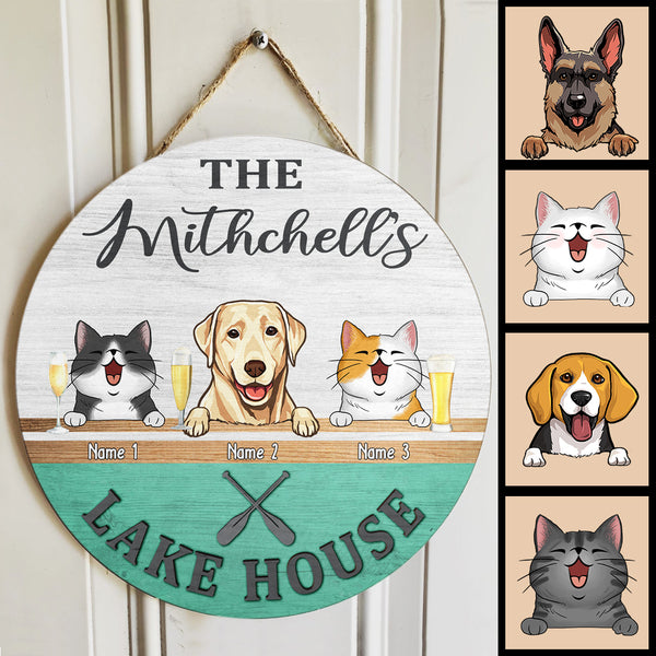 lake house decor Custom Wooden Signs, Gifts For Pet Lovers, Lake House A Couple Paddle Family Name Sign