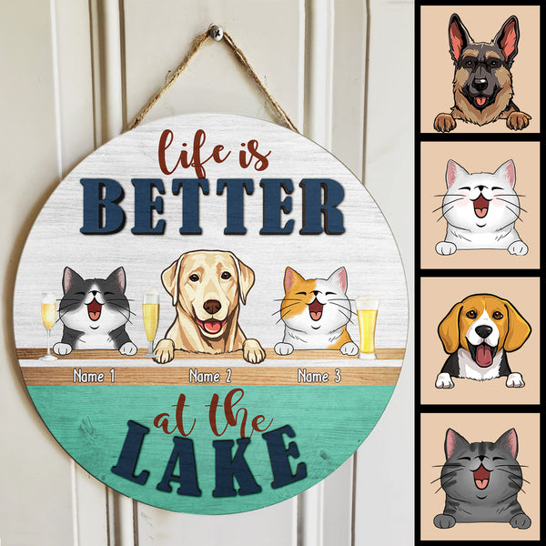 Custom Wooden Signs, Gifts For Pet Lovers, Life Is Better At The Lake Personalized Wood Sign