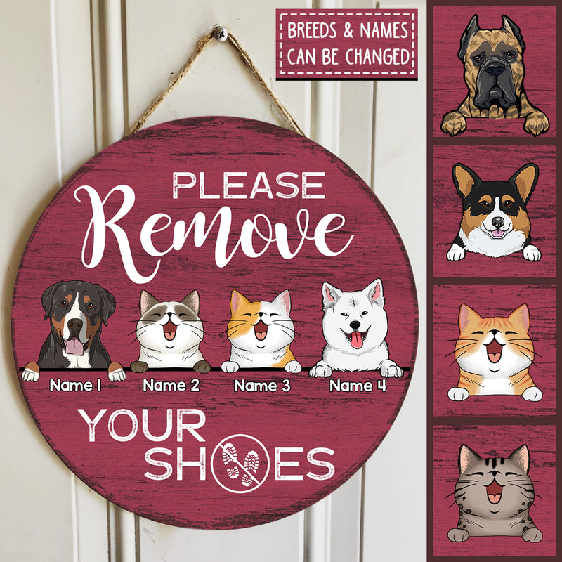 Custom Wooden Signs, Gifts For Pet Lovers, Please Remove Your Shoes Personalized Wood Sign