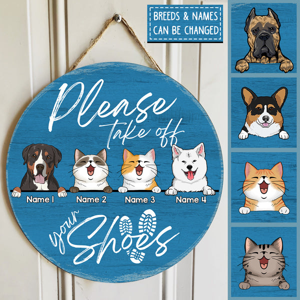 Custom Wooden Signs, Gifts For Pet Lovers, Please Take Off Your Shoes Personalized Wood Sign