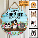 Custom Wooden Signs, Gifts For Pet Lovers, She Shed Happy Place Flower Vintage Signs