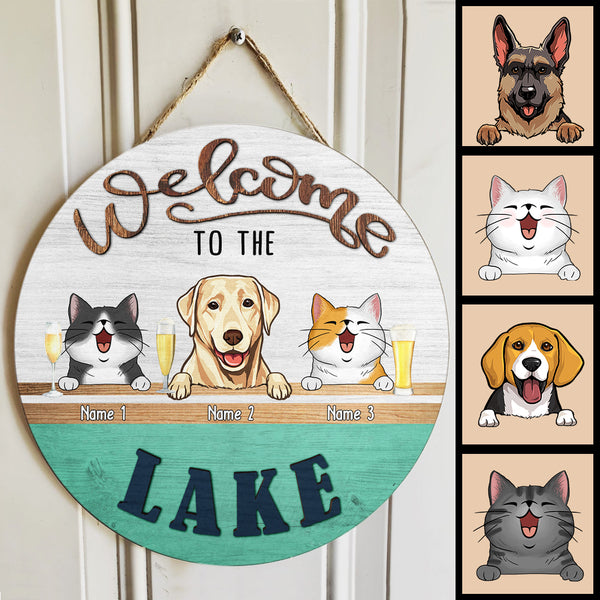 Custom Wooden Signs, Gifts For Pet Lovers, Welcome To The Lake Personalized Wood Sign