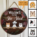 Custom Wooden Signs, Gifts For Pet Lovers, Welcome To The She Shed Flower Vintage Signs