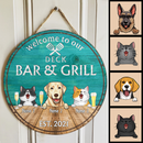 Deck Bar & Grill Welcome Door Signs, Gifts For Pet Lovers, Couple Of Spatula Custom Wooden Signs
