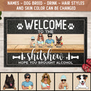 Welcome To The Shitshow Hope You Brought Alcohol, Cool Style Family, Personalized Dog Breed Doormat