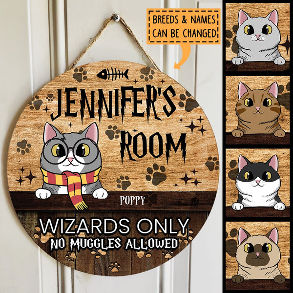 Welcome To My Room - Wizard Cats - Personalized Cat Door Sign