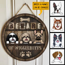 Beware Of Wigglebutts, Wooden Background, Personalized Dog Breed Door Sign, Gift For Dog Lovers