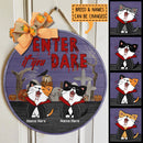 Enter If You Dare - Vampire Cats - Personalized Cat Halloween Door Sign