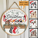 Farmhouse Christmas - White Wooden Wall - Personalized Cat Christmas Door Sign
