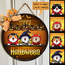 Happy Halloween - Golden Background - Personalized Cat Halloween Door Sign