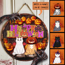 Happy Halloween - More Carved Pumpkins - Personalized Cat Halloween Door Sign