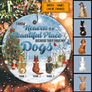 I Know Heaven Is Beautiful Place Memorial Circle Ceramic Ornament - Personalized Angel Dog Decorative Christmas Ornament