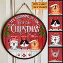 It's Beginning To Look A Lot Like Christmas - Red Wood Wall - Personalized Cat Door Sign