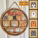 It's Fall Ya'll - Cats On Shelf - Personalized Cat Door Sign