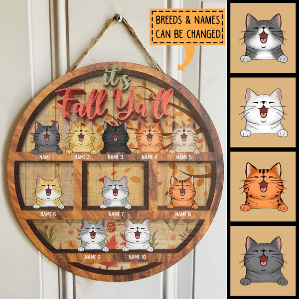 It's Fall Ya'll - Cats On Shelf - Personalized Cat Door Sign
