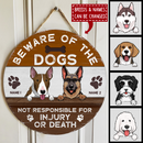 Beware Of The Dog Not Responsible For Injury Or Death - Custom Background V2 - Personalized Dog Door Sign